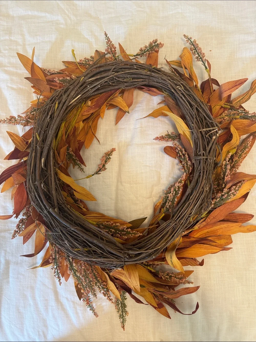 Autumn Harvest Orange Fall Wreath - Home Holiday Decor